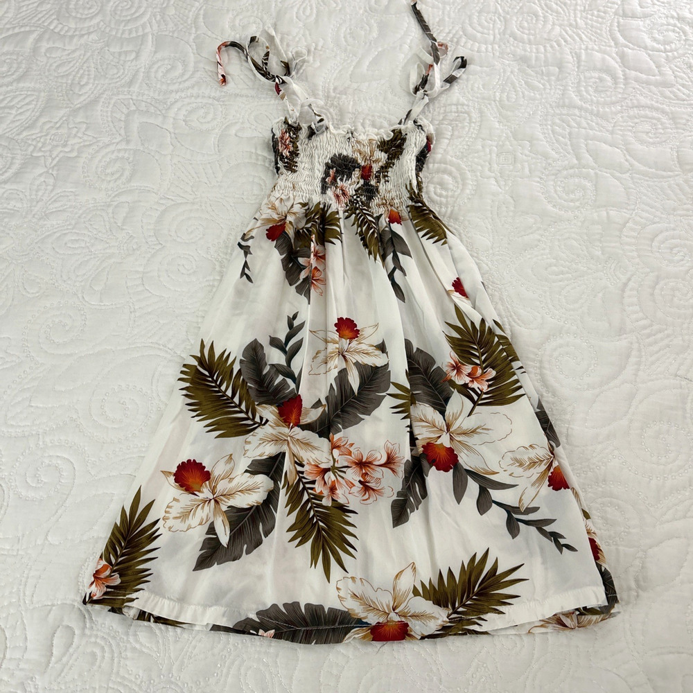 Two Palms Dress Kids Size M Girls Fits 4-5 Years Floral Hawaii USA Beach Smocked